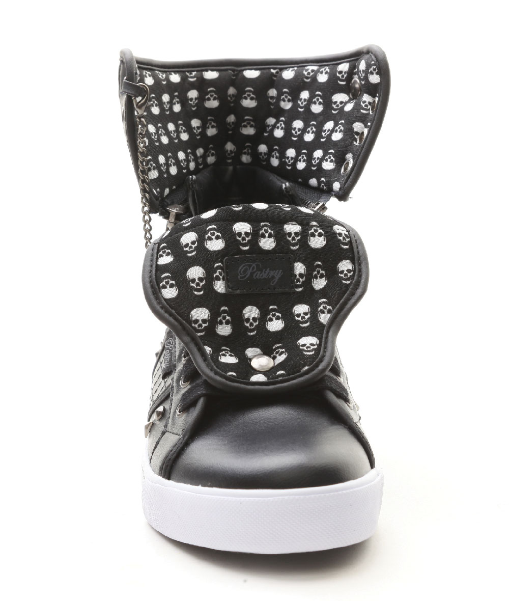 Half Size Studded Skull High Top Sneakers