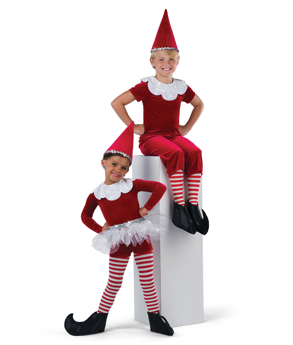 Red Christmas Elf Boys Theme Dance Costume | A Wish Come True