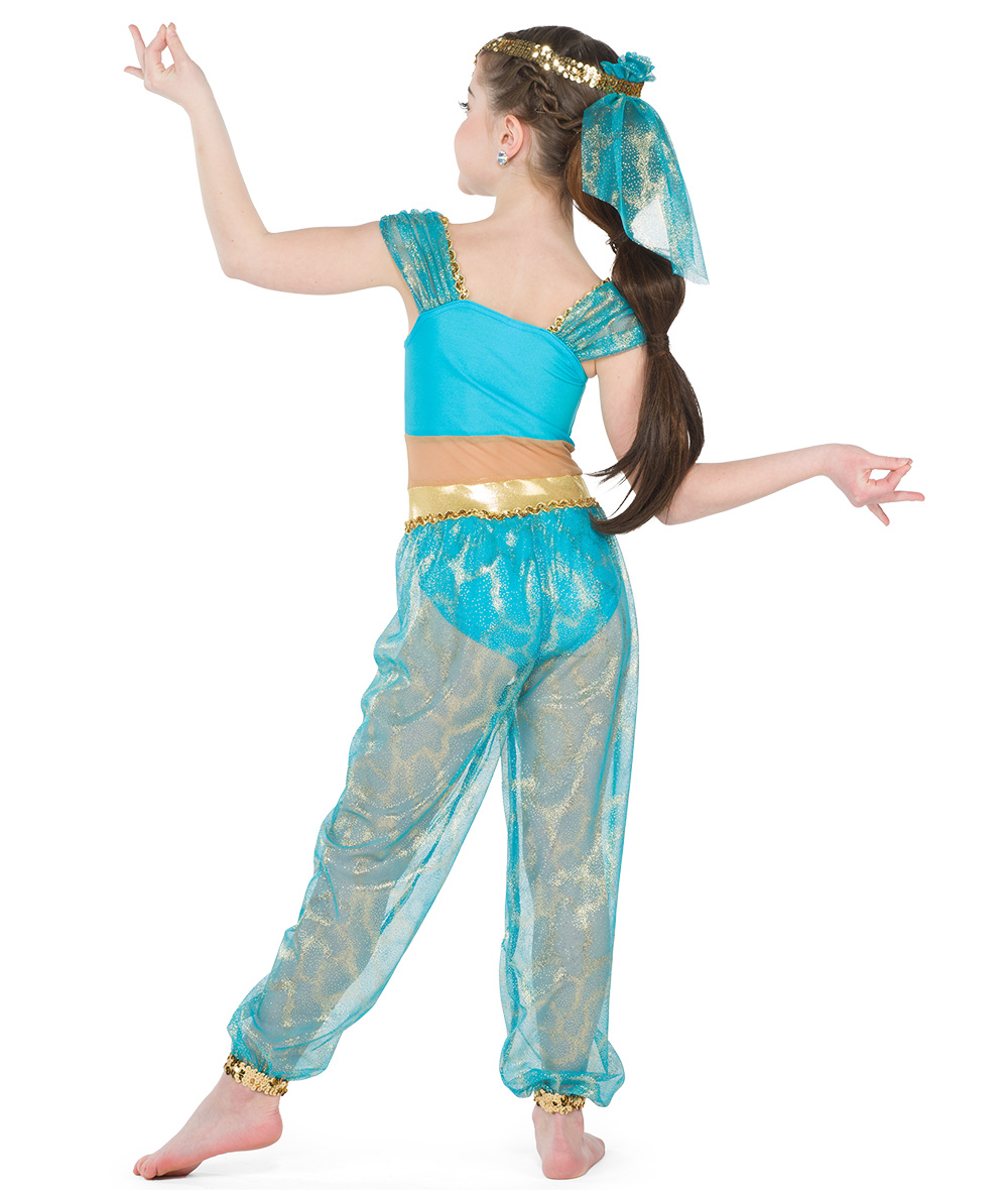 TO ORDER Princess Jasmine Aqua Metallic Lyrical Character Dress Dance Costume 