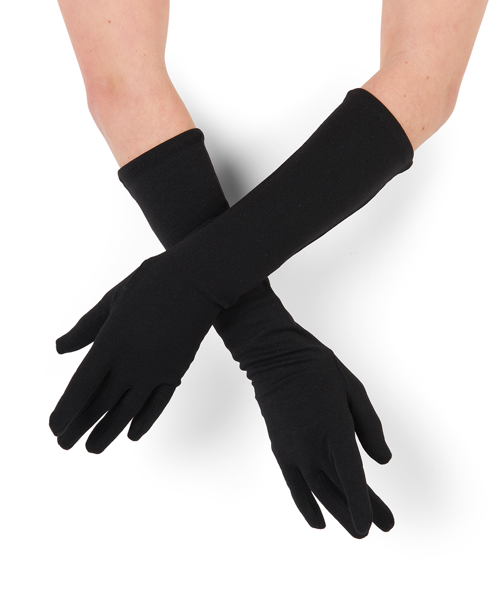 Long Black Nylon Gloves 