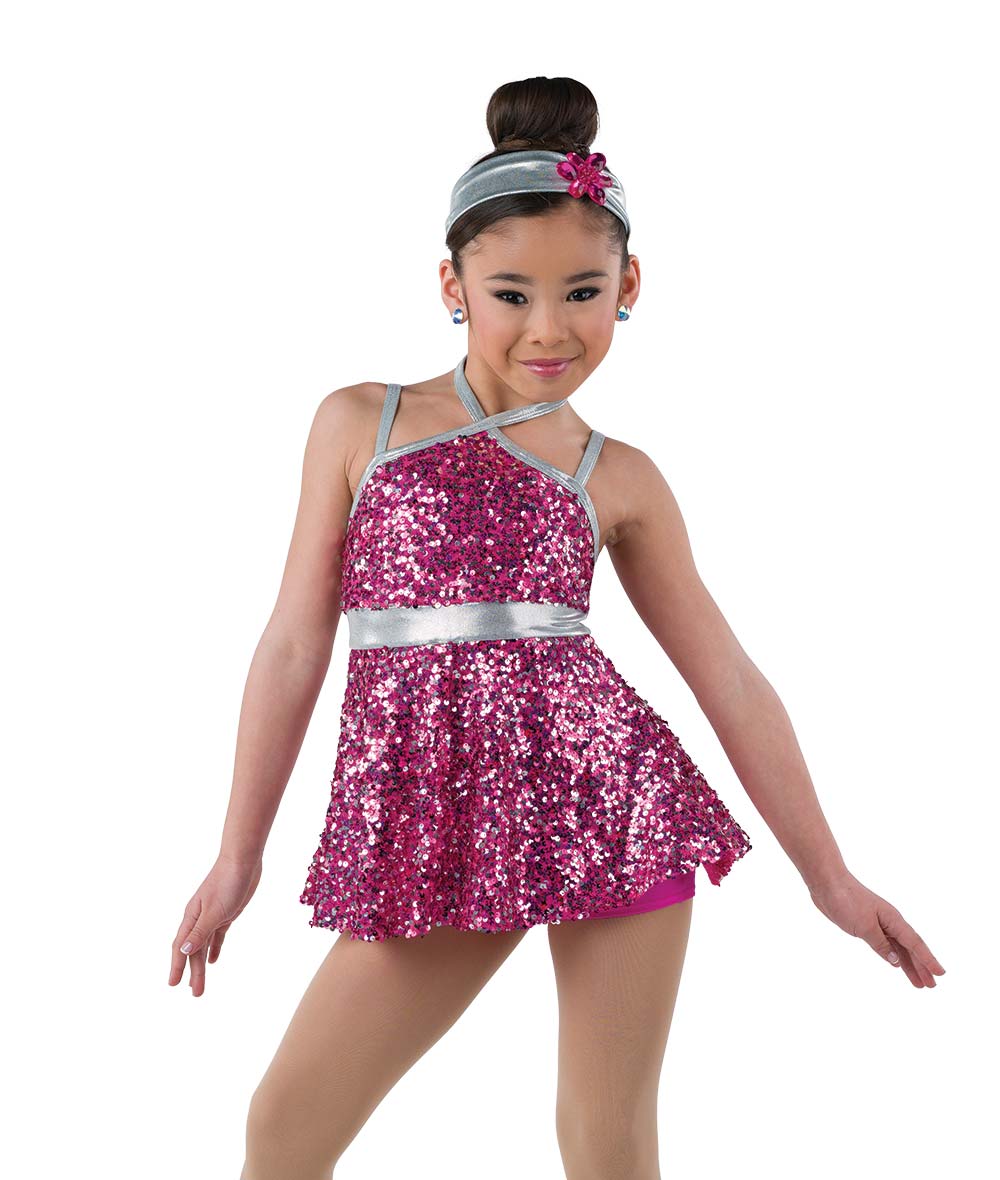 Sequin Tunic Silver Trim Kids Dance Costume | A Wish Come True