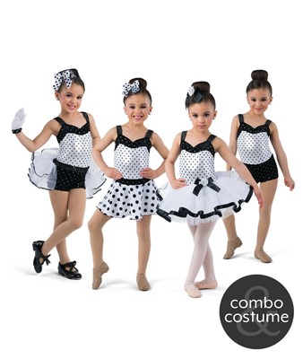 Black White Polka Dot Combo Dance Costume A Wish Come True