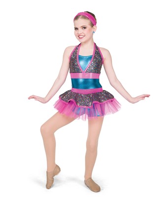 Sequin Pink Blue Tween Jazz Dance Costume | A Wish Come True