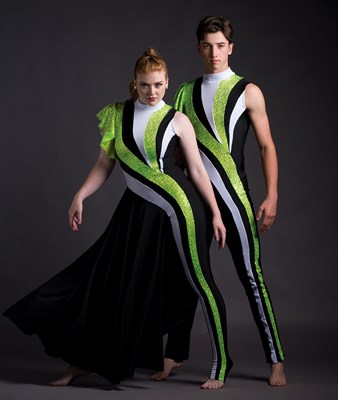 Striped Half Dress Color Guard Uniform | AWCT Performance Wear Striped Half Dress Color Guard Uniform | AWCT Performance Wear