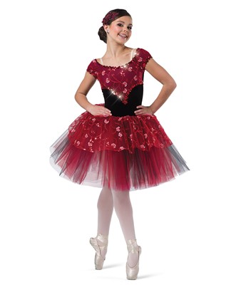 Red Floral Tutu Ballet Dance Costume