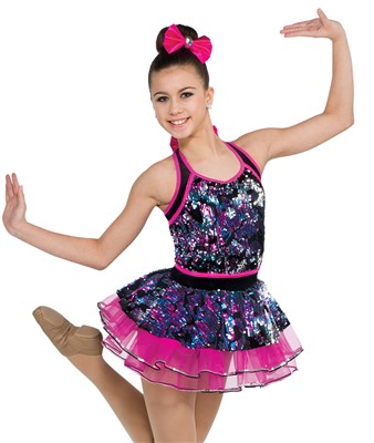 Sequin Black Pink Value Tween Dance Costume | A Wish Come True