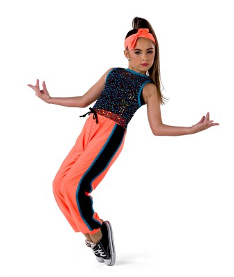 Sequin Orange Tween Hip Hop Dance Costume | A Wish Come True Sequin Orange Tween Hip Hop Dance Costume | A Wish Come True