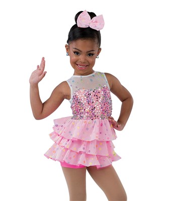 Pink Polka Dot Kids Jazz Dance Costume