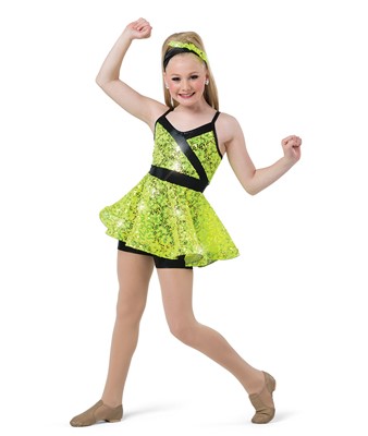 Neon Flirty Shortall Tween Dance Costume | A Wish Come True