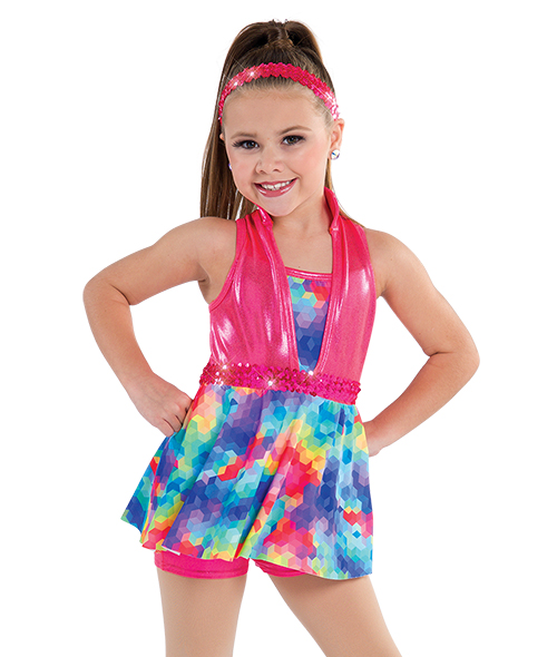 Watercolors Dance Costume Tap Dress with Sleeve Clearance Choice Color & Size 