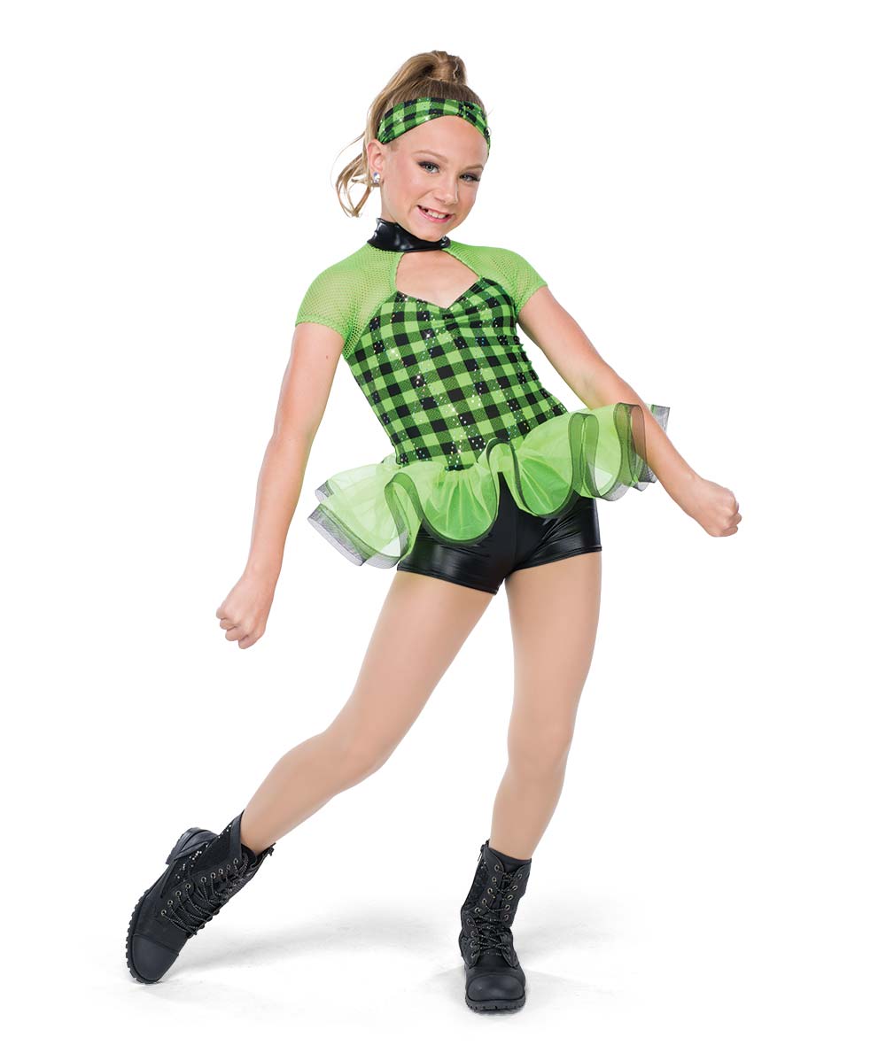 Neon Green Plaid Value Tween Dance Costume | A Wish Come True