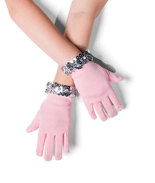 Pink Sequin Trim Gloves Product